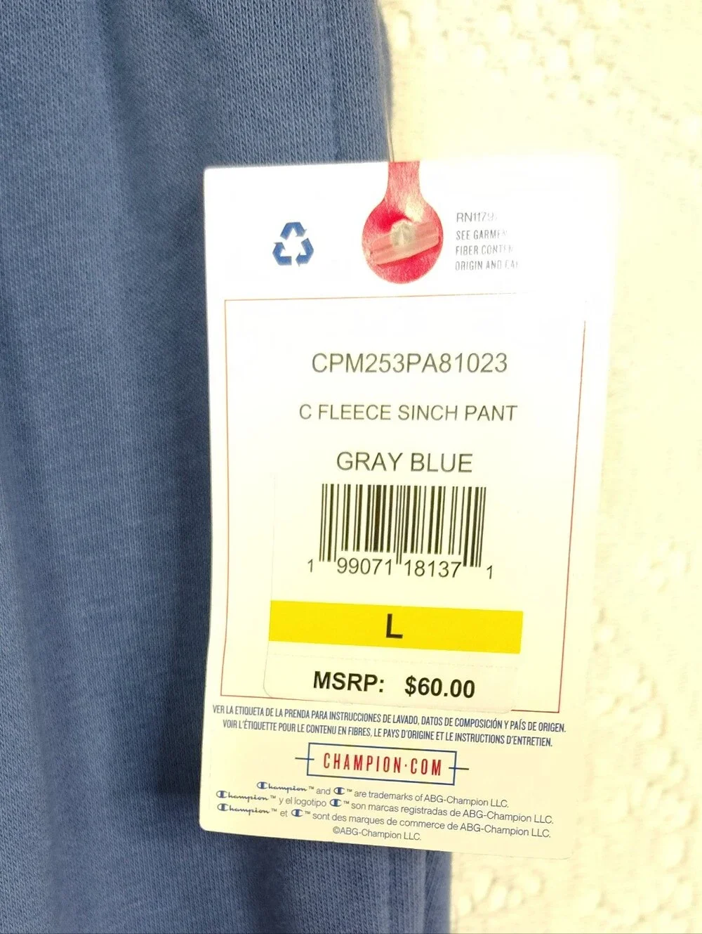 Champion Sweatpants Blue with Pockets and Drawstring Size Large